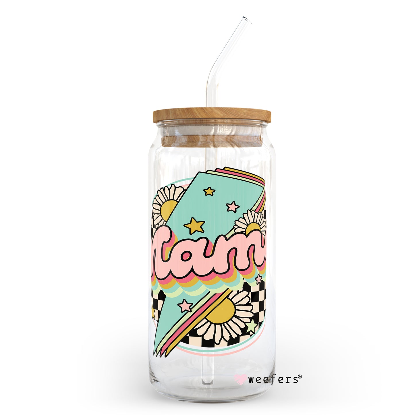 Mama Lightening Bolt 20oz Libbey Glass Can, 34oz Hip Sip, 40oz Tumbler UV DTF or Sublimation Decal Transfer - Weefers