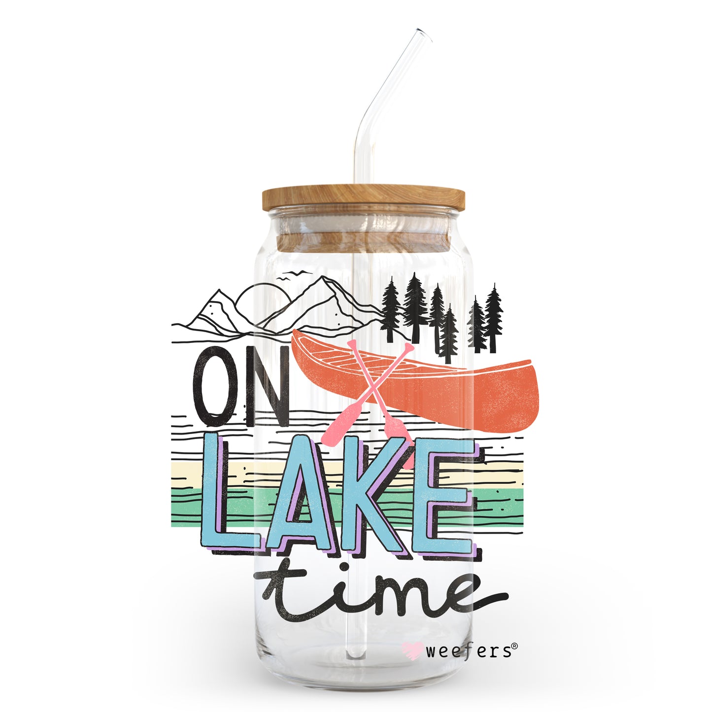 On Lake Time 20oz Libbey Glass Can, 34oz Hip Sip, 40oz Tumbler UV DTF or Sublimation Decal Transfer - Weefers