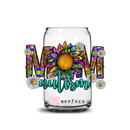 Mom Autism Western 16oz Libbey Glass Can UV DTF or Sublimation Cup Wrap - Decal Transfer - Weefers