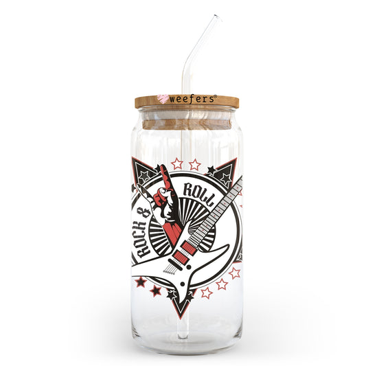 Rock and Roll 20oz Libbey Glass Can UV DTF or Sublimation Wrap - Decal Transfer Weefers