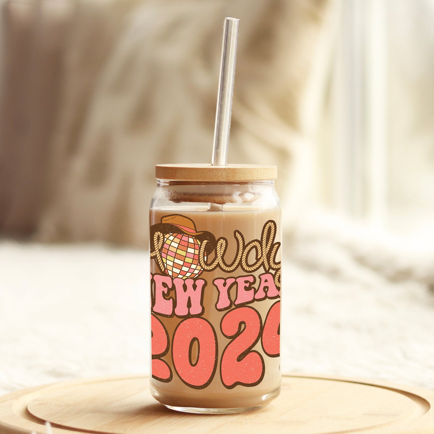 Howdy New Year 2024 16oz Libbey Glass Can UV DTF or Sublimation Cup Wrap - Decal Transfer - Weefers