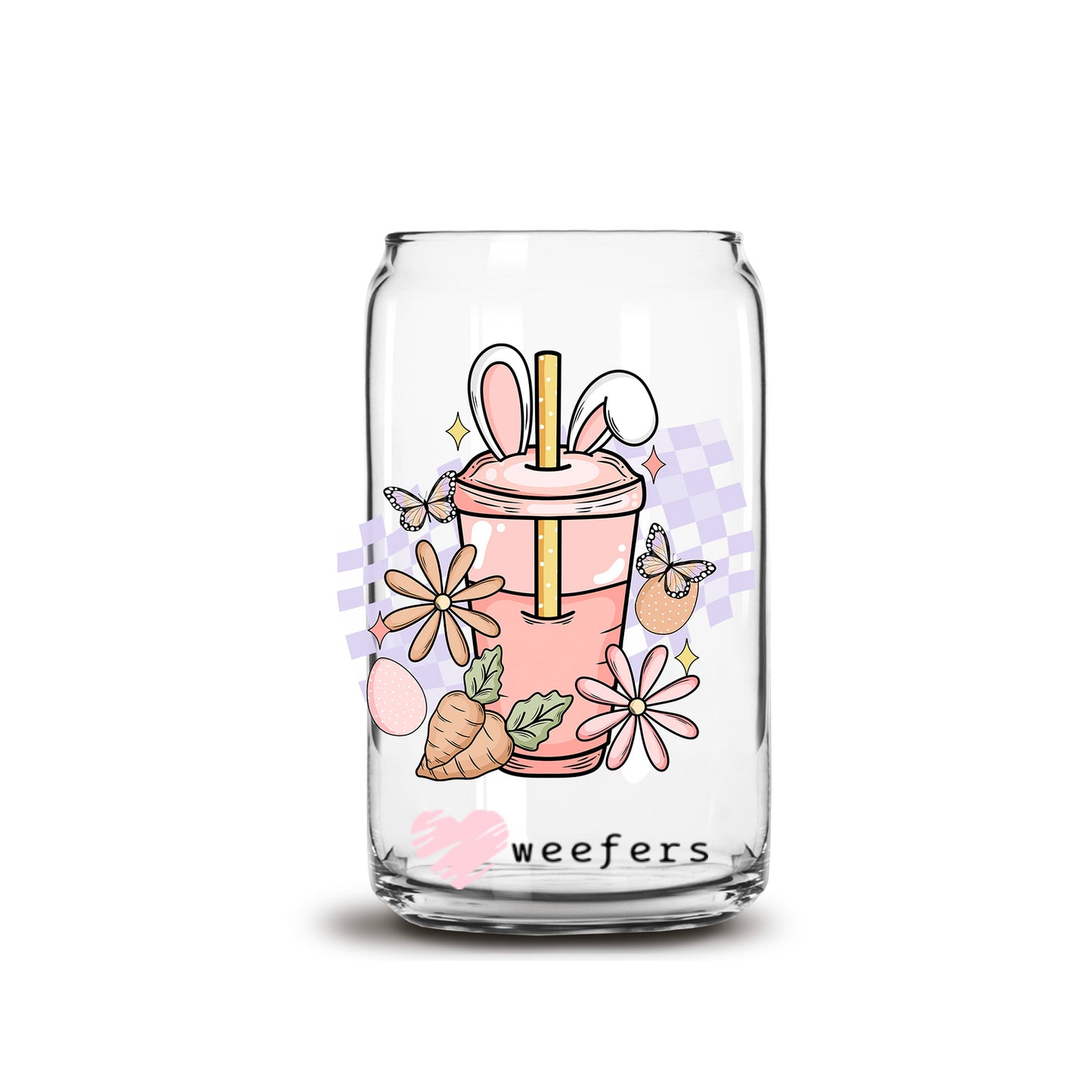 Easter Coffee 16oz Libbey Glass Can UV DTF or Sublimation Cup Wrap - Decal Transfer - Weefers