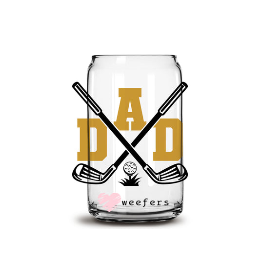 Golf Dad 16oz Libbey Glass Can UV DTF or Sublimation Wrap - Decal - Weefers