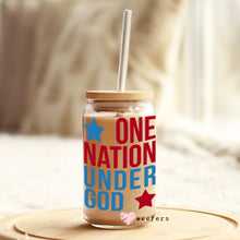 Load image into Gallery viewer, One Nation Under God 16oz Libbey Glass Can UV-DTF or Sublimation Wrap - Decal

