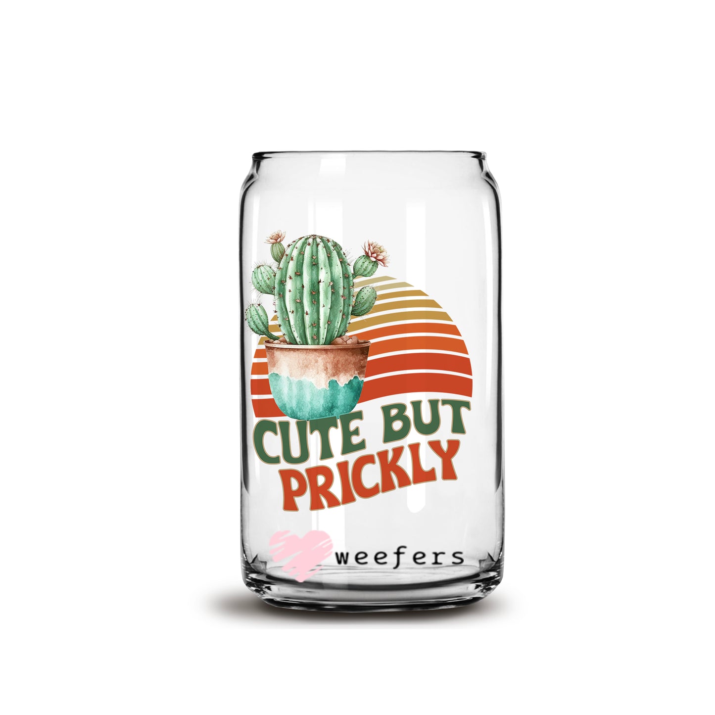 Cute but Prickly 16oz Libbey Glass Can UV DTF or Sublimation Wrap - Decal - Weefers