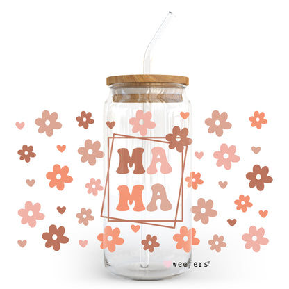 Boho Mama Coral 20oz Libbey Glass Can, 34oz Hip Sip, 40oz Tumbler UV DTF or Sublimation Decal Transfer - Weefers