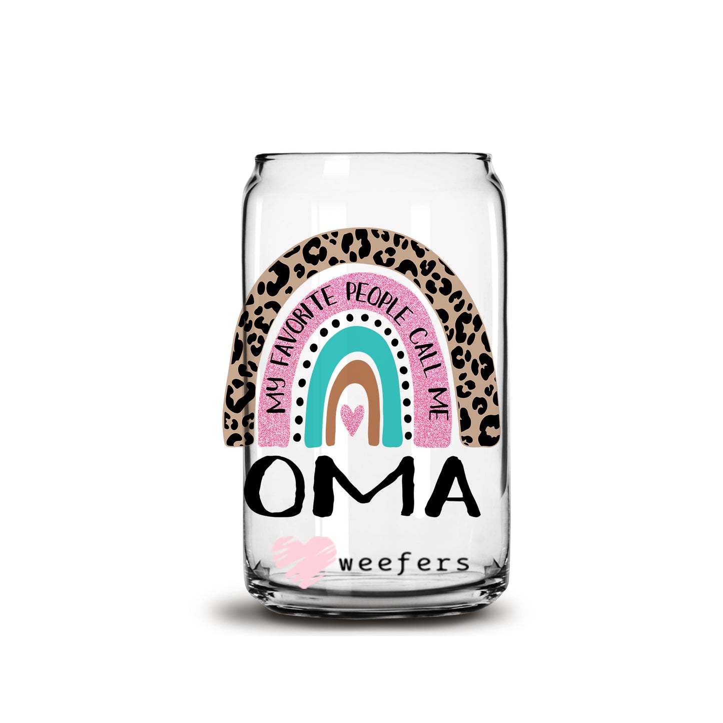 Mother's Day Oma Boho Rainbow Libbey Glass Can UV DTF or Sublimation Wrap - Decal - Weefers