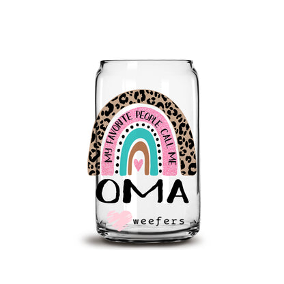 Mother's Day Oma Boho Rainbow Libbey Glass Can UV DTF or Sublimation Wrap - Decal - Weefers