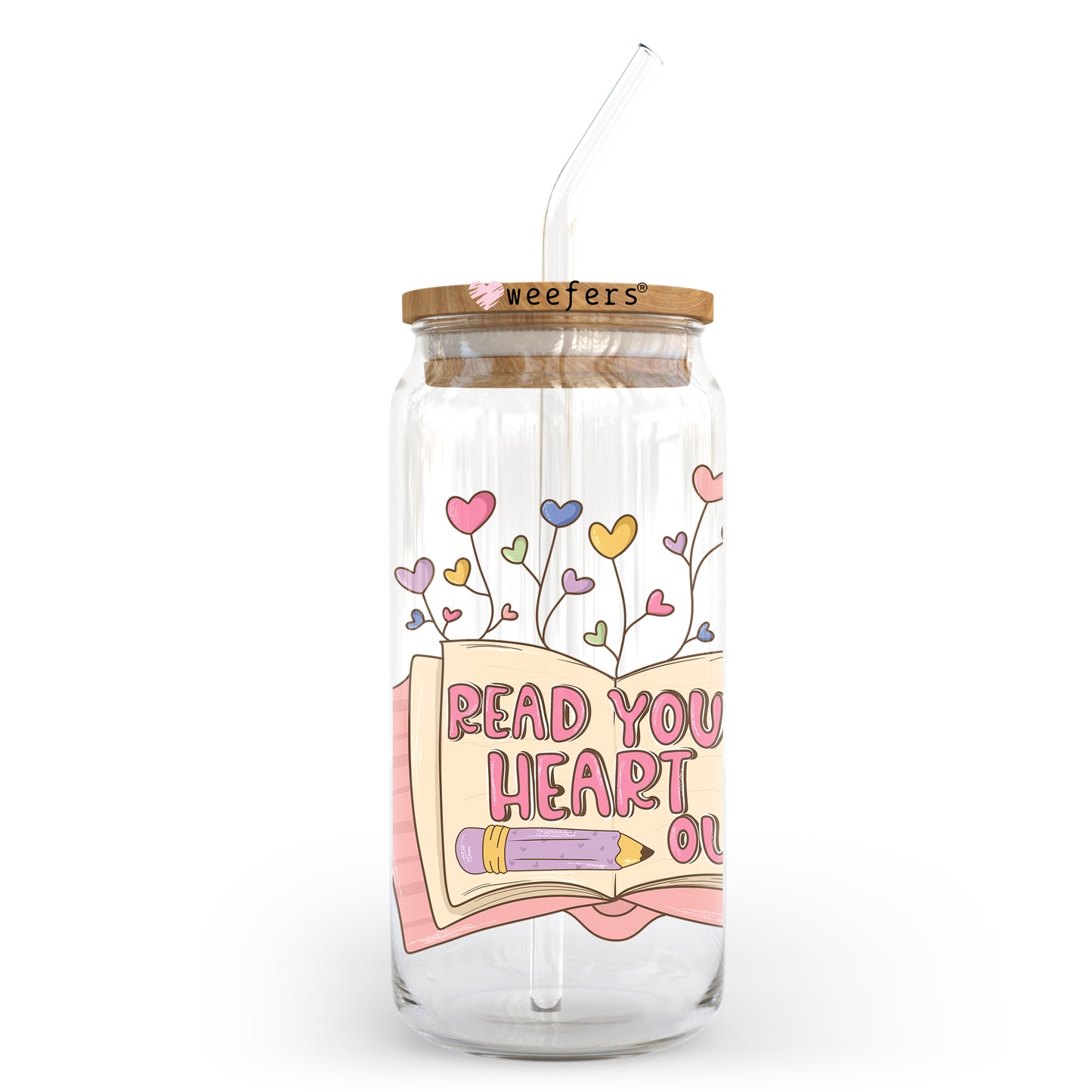 Love Teacher Valentine's Day 20oz Libbey Glass Can UV DTF or Sublimation Wrap - Decal - Weefers