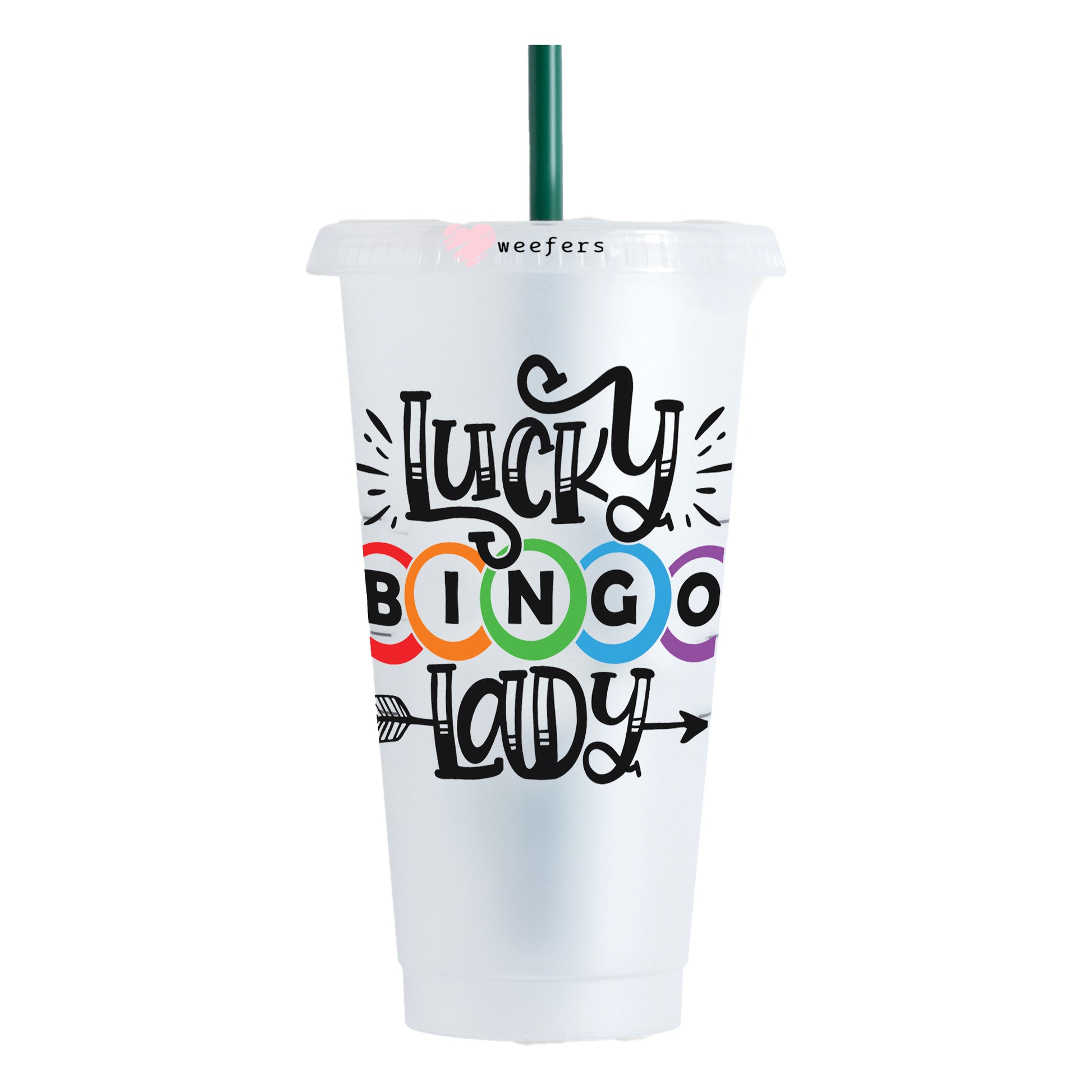 Lucky Bingo Lady 24oz UV DTF Cold Cup Wrap - Ready to apply Decal - Weefers