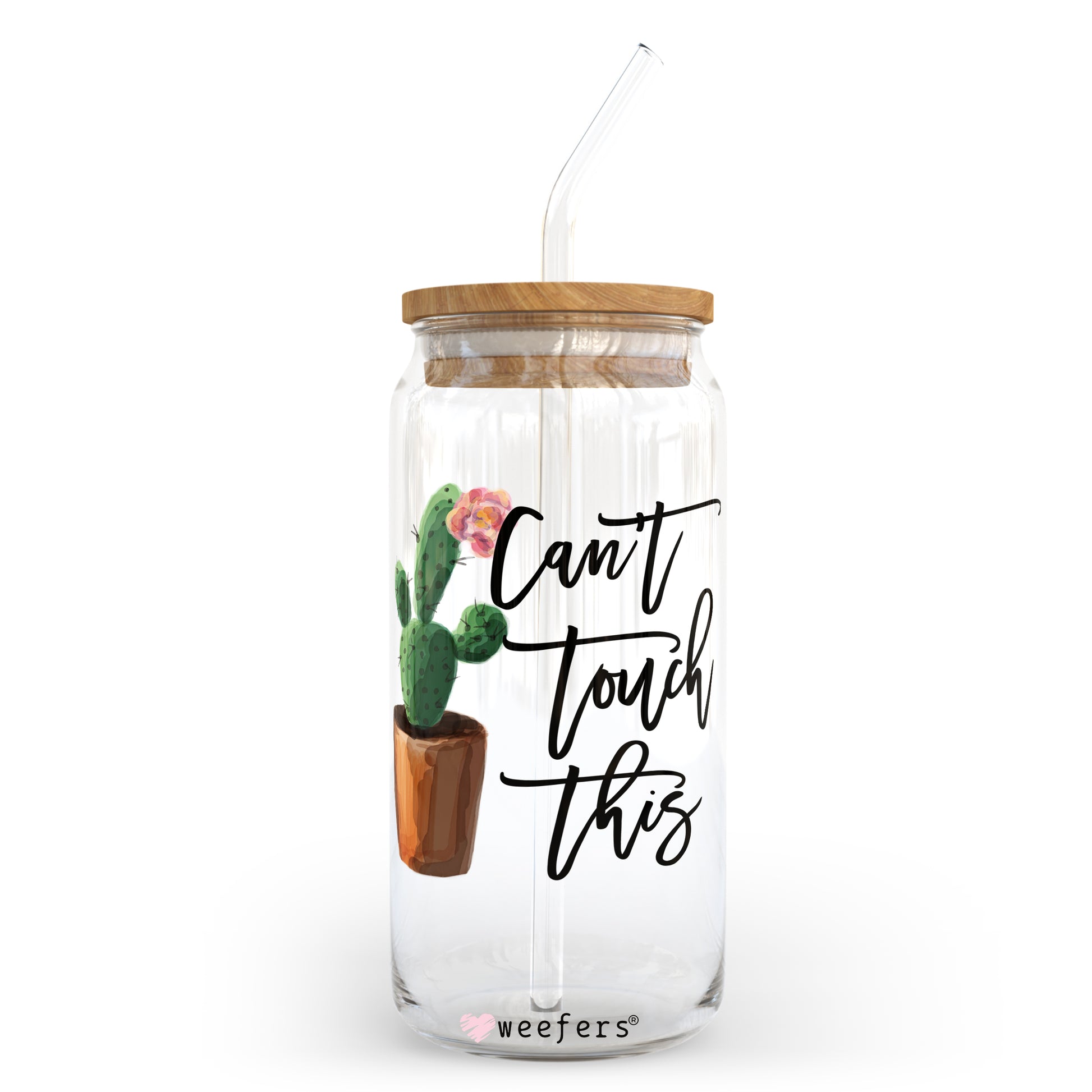 Can't Touch This Cactus 20oz Libbey Glass Can, 34oz Hip Sip, 40oz Tumbler UV DTF or Sublimation Decal Transfer - Weefers