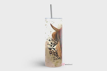 20oz Skinny Tumbler Wrap - Boho Highlander Cow