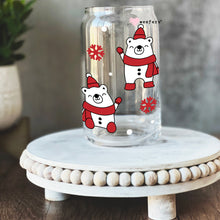 Load image into Gallery viewer, Christmas Bears 16oz Libbey Glass Can UV-DTF or Sublimation Wrap - Decal
