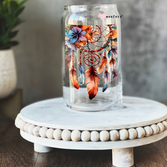 Follow Your Dreams They Know the Way Dream Catcher 16oz Libbey Glass Can UV DTF or Sublimation Cup Wrap - Decal Transfer Weefers