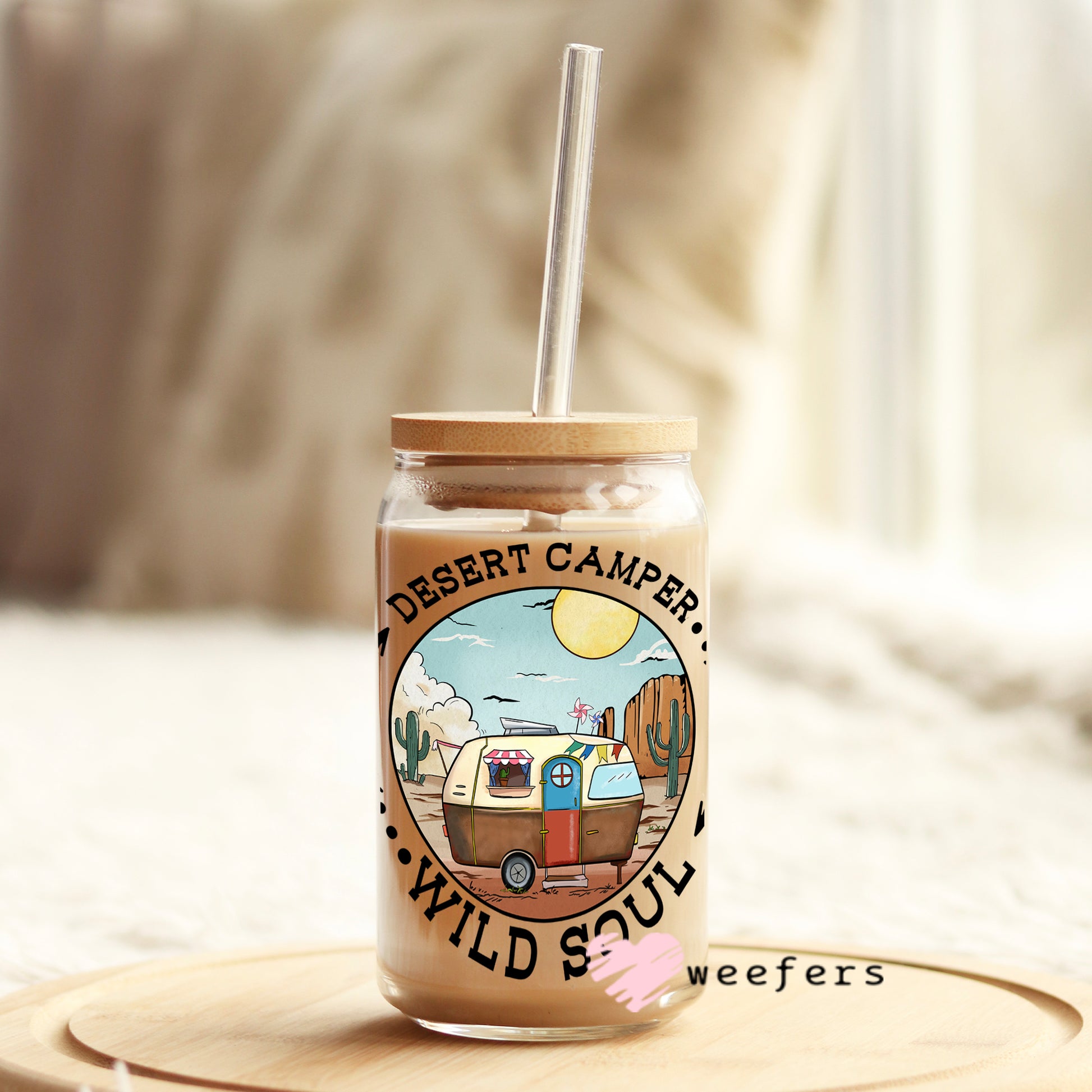 Dessert Camper Wild Soul 16oz Libbey Glass Can UV DTF or Sublimation Wrap - Decal - Weefers