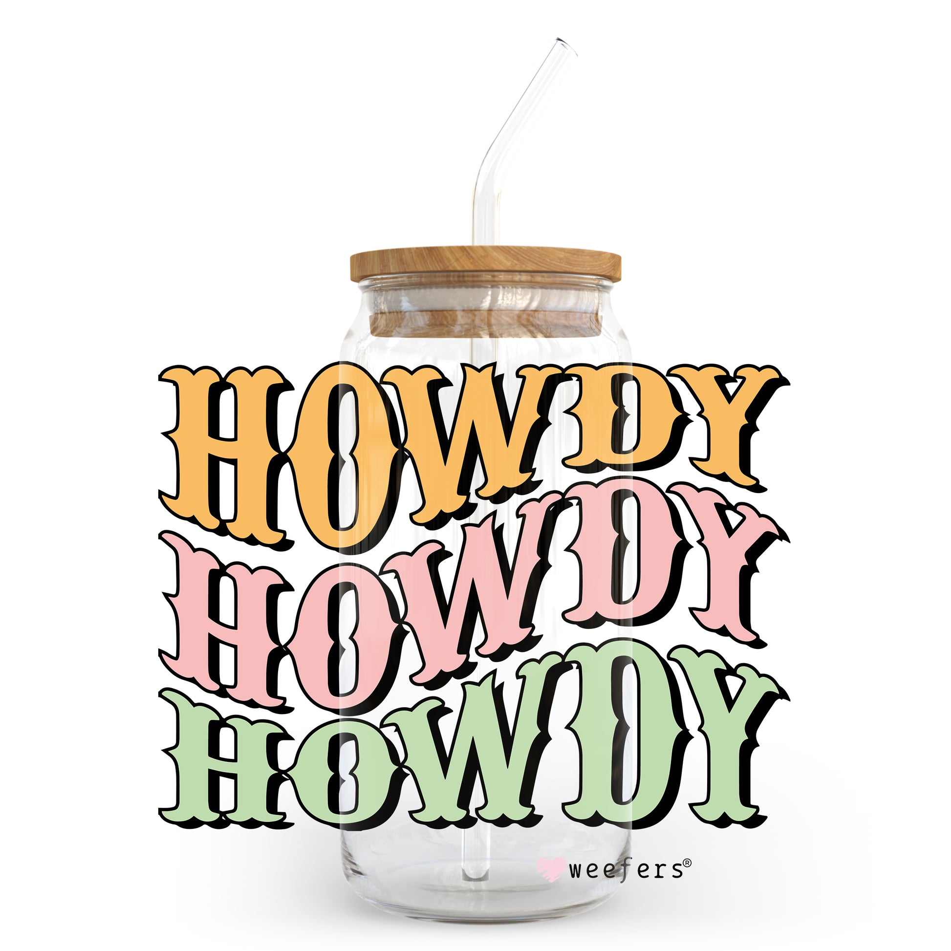 Retro Howdy Howdy Howdy 20oz Libbey Glass Can, 34oz Hip Sip, 40oz Tumbler UV DTF or Sublimation Decal Transfer - Weefers