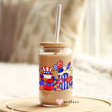 Load image into Gallery viewer, 4th of July Coffee Latte 16oz Libbey Glass Can UV-DTF or Sublimation Wrap - Decal
