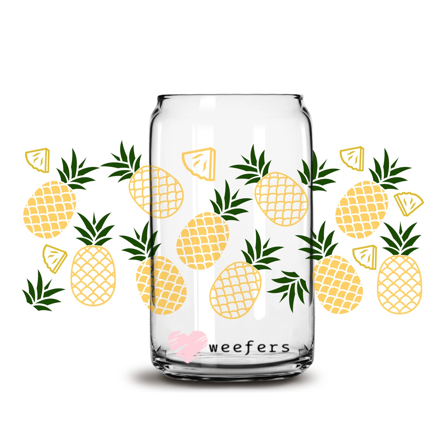 Pineapple Delight 16oz Libbey Glass Can UV DTF or Sublimation Cup Wrap - Decal Transfer - Weefers