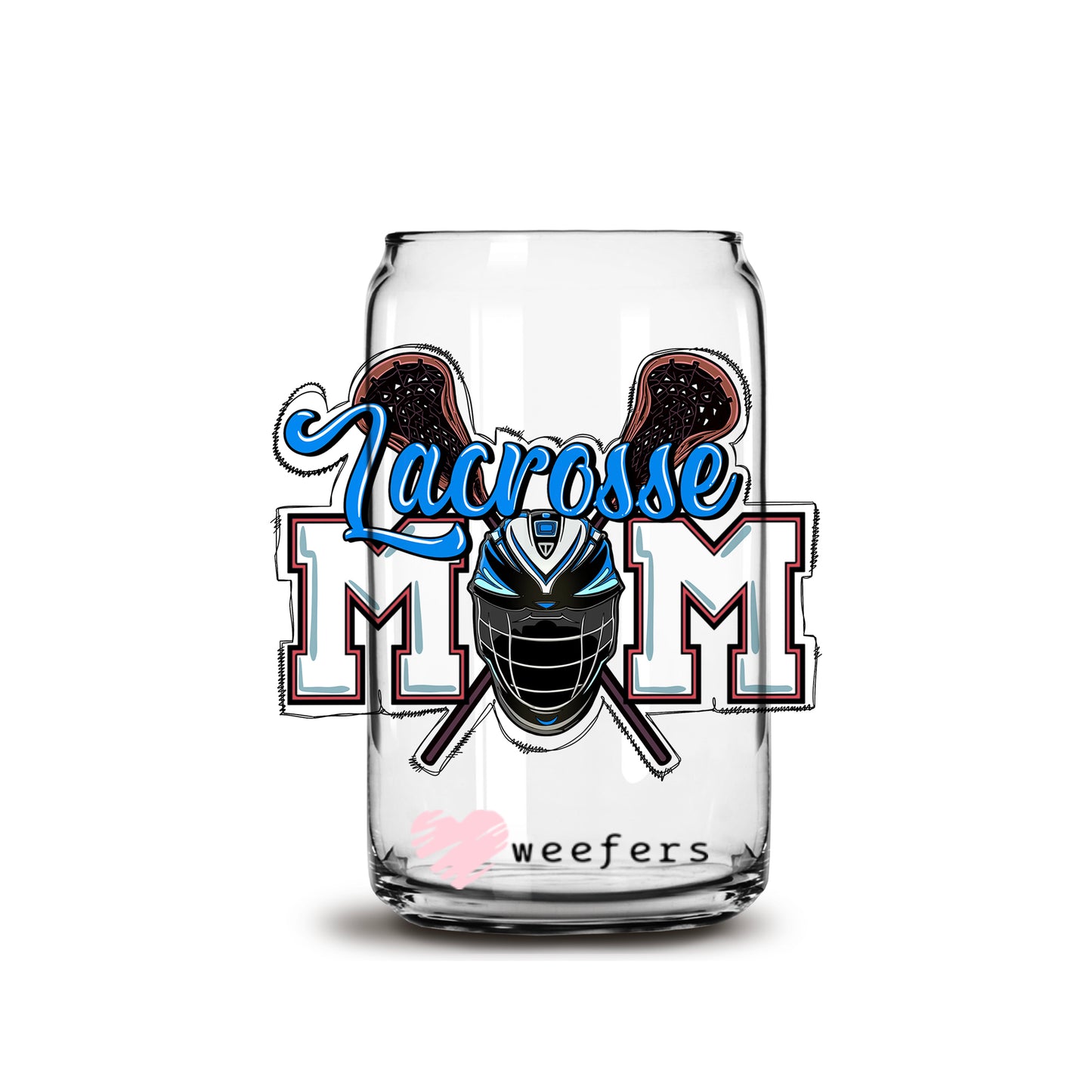 Lacrosse Mom 16oz Libbey Glass Can UV DTF or Sublimation Wrap - Decal - Weefers