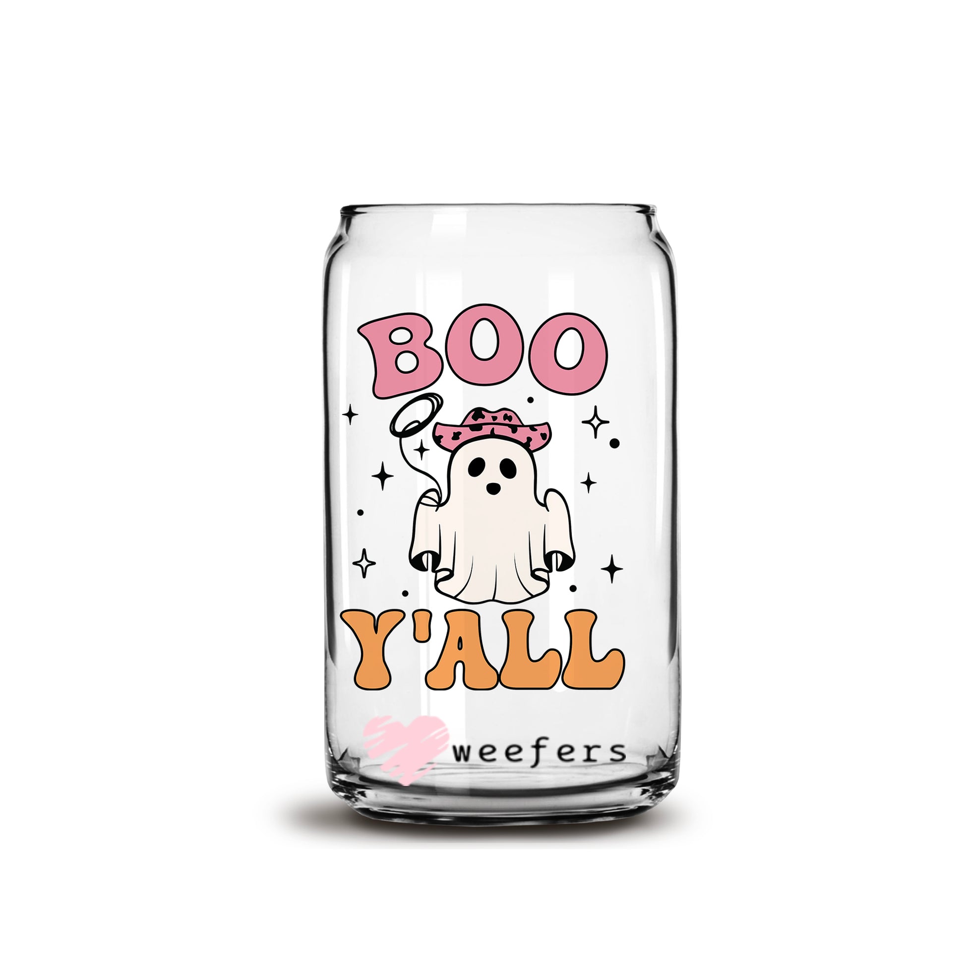 Boo Y'all Halloween Ghost 16oz Libbey Glass Can UV DTF or Sublimation Wrap - Decal - Weefers