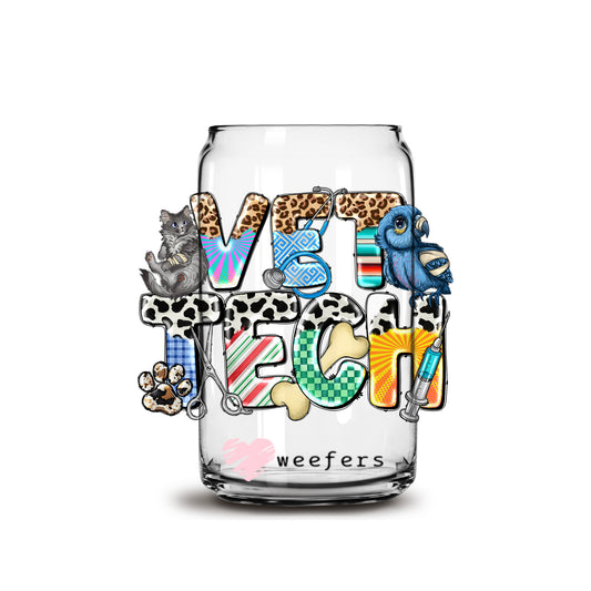 Vet Tech 16oz Libbey Glass Can UV DTF or Sublimation Cup Wrap - Decal Transfer Weefers