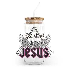 Load image into Gallery viewer, a mason jar with a straw in it that says jesus
