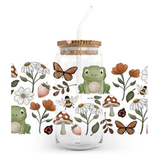 Load image into Gallery viewer, a glass jar with a frog and a ladybug on it
