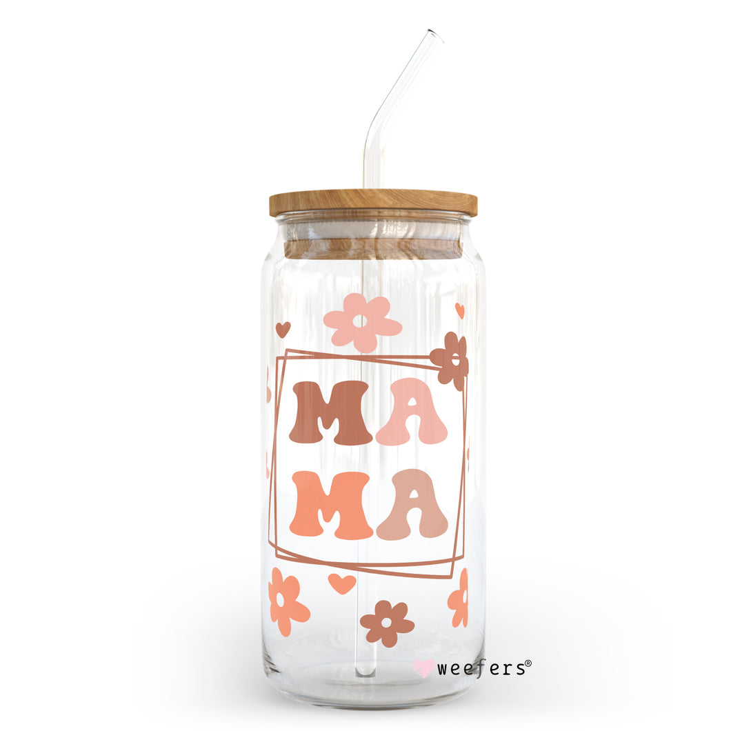 Boho Mama Coral 20oz Libbey Glass Can UV-DTF or Sublimation Wrap - Decal