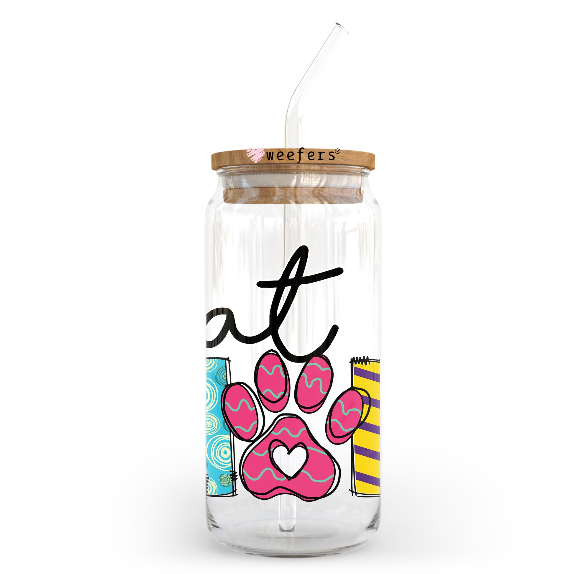 Cat Mom 20oz Libbey Glass Can UV DTF or Sublimation Wrap - Decal Transfer - Weefers