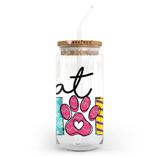 Cat Mom 20oz Libbey Glass Can UV DTF or Sublimation Wrap - Decal Transfer - Weefers