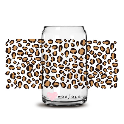 Brown Cheetah Print 16oz Libbey Glass Can UV DTF or Sublimation Wrap - Decal - Weefers