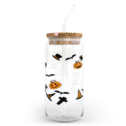 Halloween Skeletons 20oz Libbey Glass Can, 34oz Hip Sip, 40oz Tumbler UV DTF or Sublimation Decal Transfer - Weefers