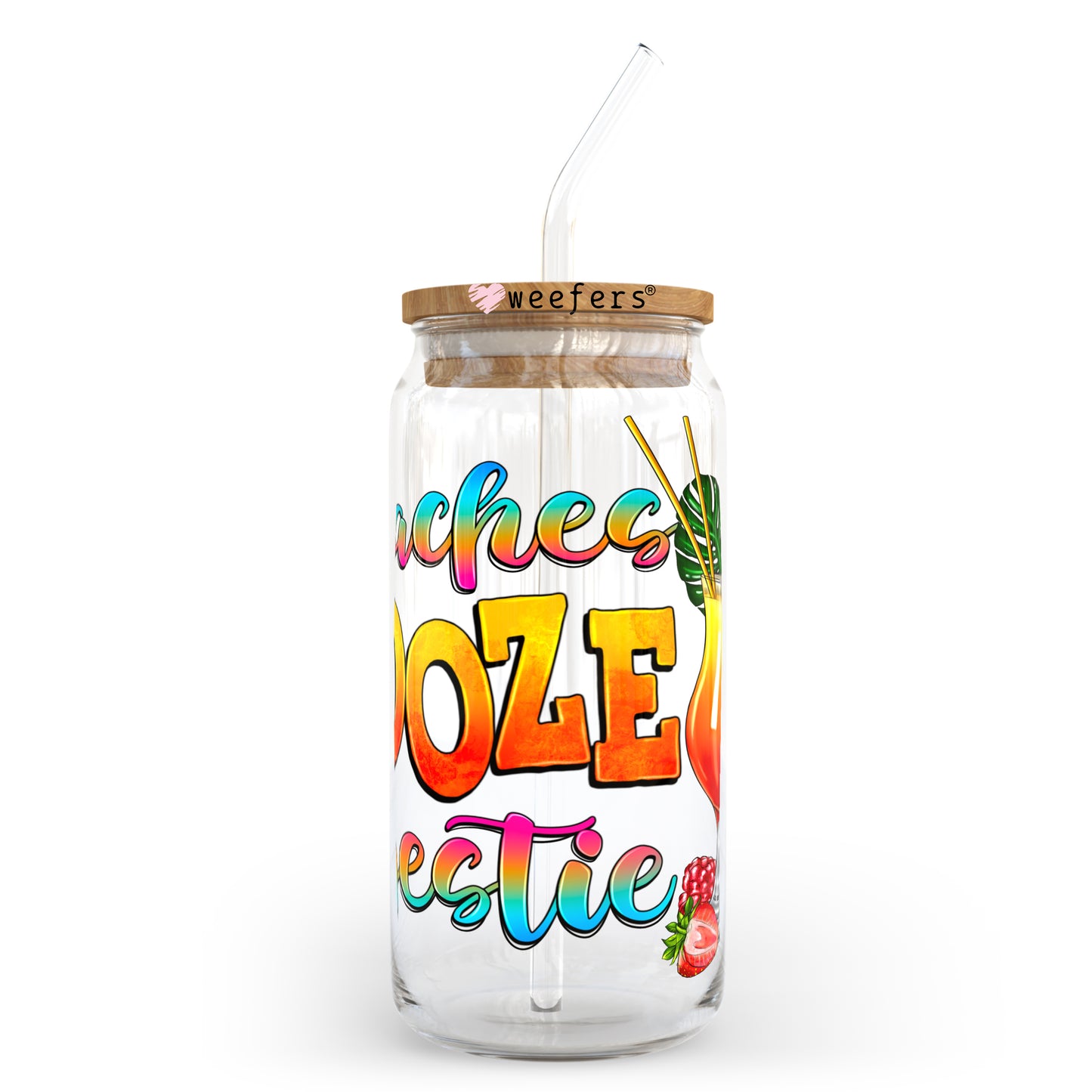 Beaches Booze and Bestie 20oz Libbey Glass Can, 34oz Hip Sip, 40oz Tumbler UV DTF or Sublimation Decal Transfer - Weefers