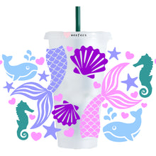 Load image into Gallery viewer, Mermaid Dreams 24oz UV-DTF Cold Cup Wrap - Ready to apply Wrap - NO HOLE
