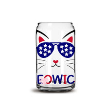Load image into Gallery viewer, 4th of July Meowica Cat 16oz Libbey Glass Can UV-DTF or Sublimation Wrap - Decal

