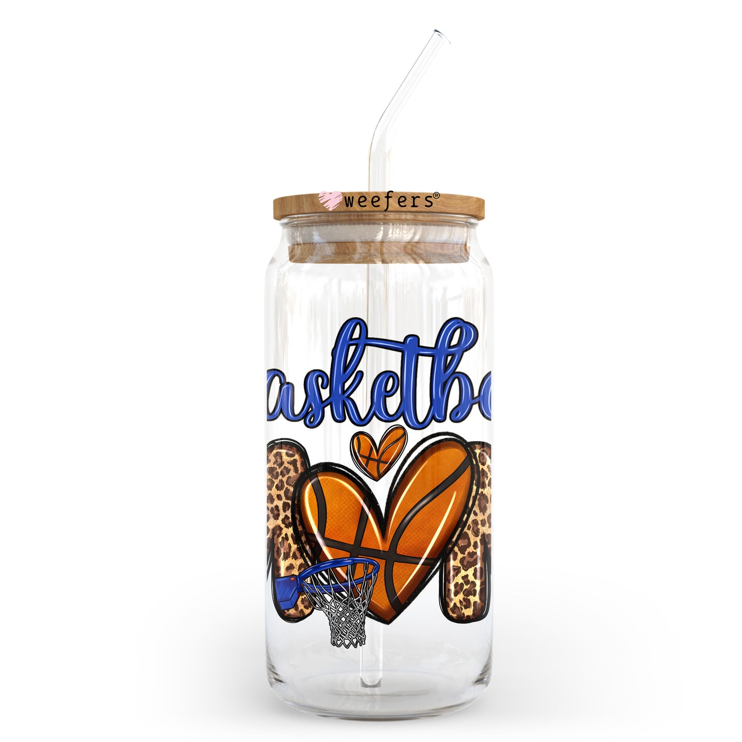 Basketball Mom 20oz Libbey Glass Can UV DTF or Sublimation Wrap - Decal Transfer - Weefers