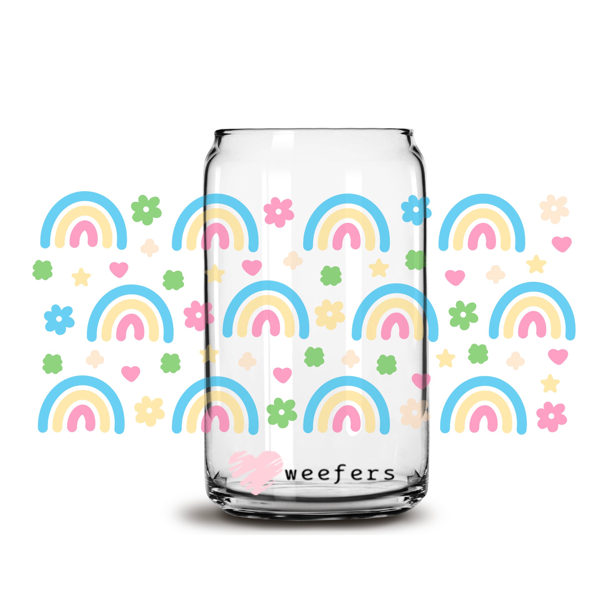 Pastel Boho Rainbows Libbey Glass Can UV DTF or Sublimation Wrap - Decal - Weefers