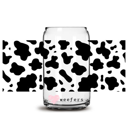 Black Cow Print Libbey Glass Can Wrap UV DTF Sublimation Transfers - Weefers