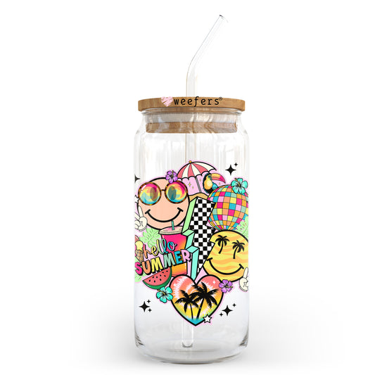 Summer Vibes Retro 20oz Libbey Glass Can UV DTF or Sublimation Wrap - Decal Transfer - Weefers