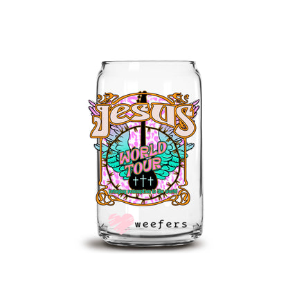 Jesus World Tour 16oz Libbey Glass Can UV DTF or Sublimation Cup Wrap - Decal Transfer - Weefers