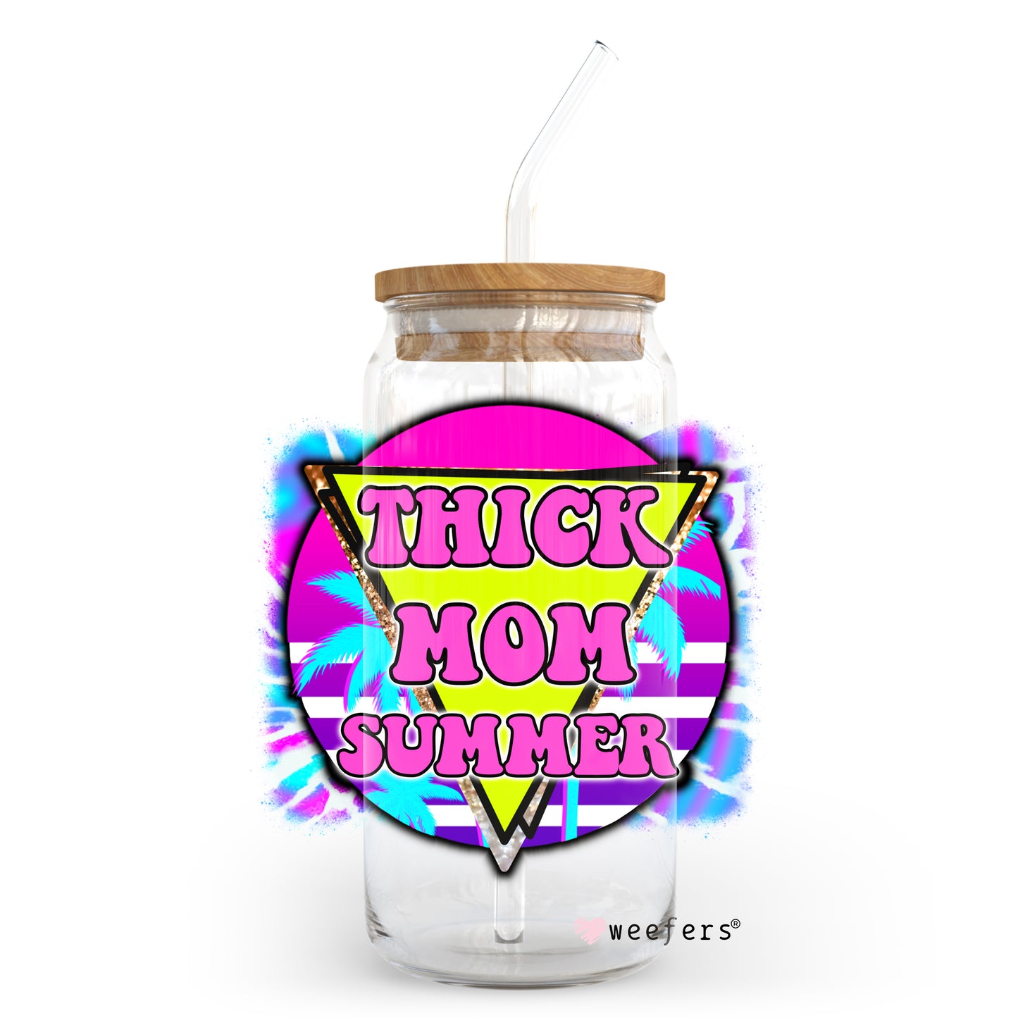 Thick Mom Summer 20oz Libbey Glass Can, 34oz Hip Sip, 40oz Tumbler UV DTF or Sublimation Decal Transfer - Weefers