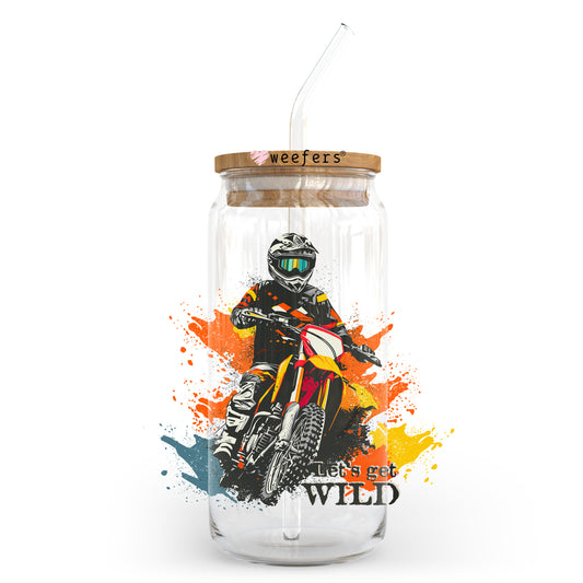 Let's Get Wild Motorcross 20oz Libbey Glass Can UV DTF or Sublimation Wrap - Decal Transfer Weefers