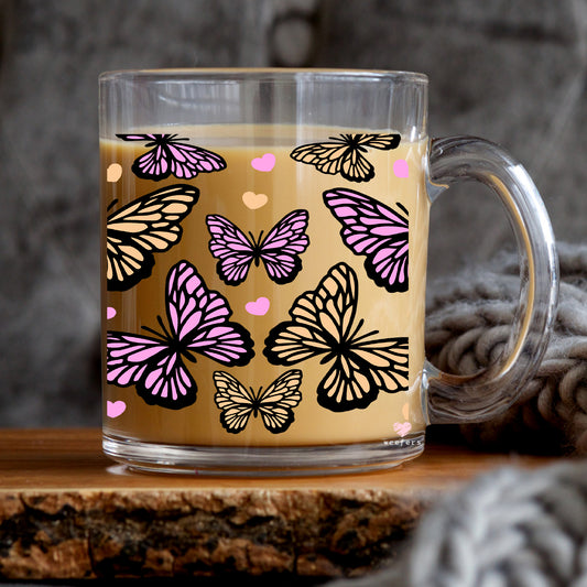 Pink and Orange Butterflies 11oz Coffee Mug UV DTF or Sublimation Wrap - Decal - Weefers