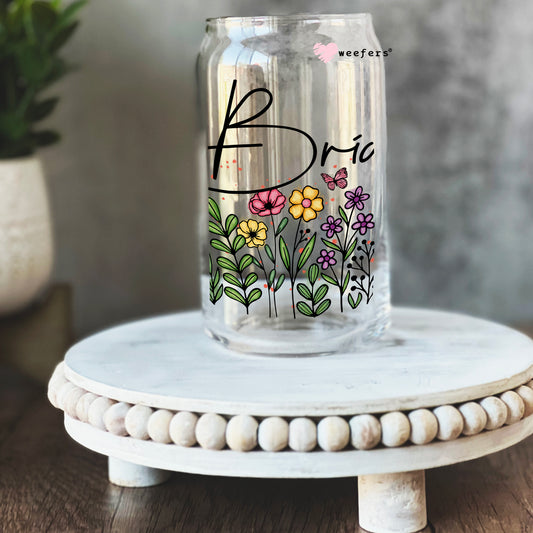 Bride WildFlowers 16oz Libbey Glass Can UV DTF or Sublimation Wrap - Decal Weefers