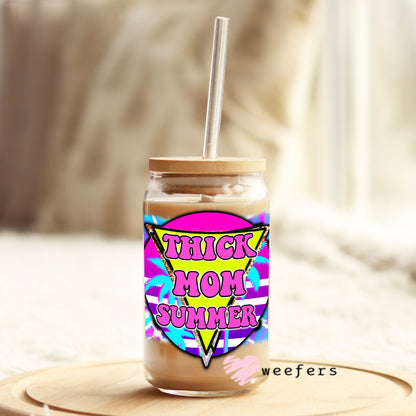 Thick Mom Summer 16oz Libbey Glass Can UV DTF or Sublimation Wrap - Decal - Weefers