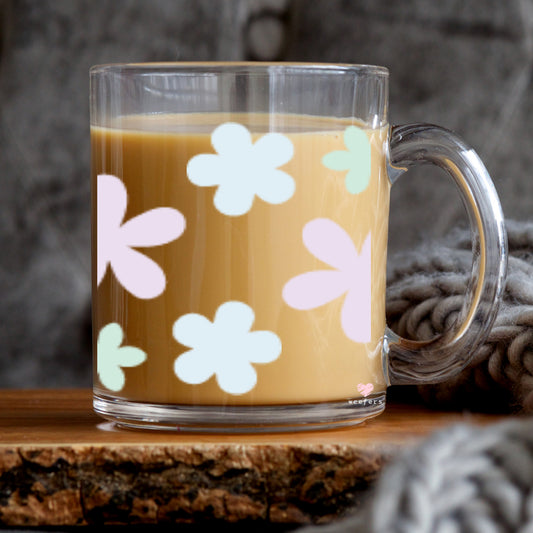 Retro Pastel Flowers 11oz Coffee Mug UV DTF or Sublimation Wrap - Decal - Weefers