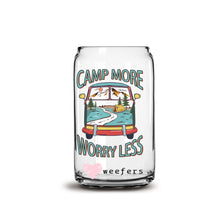 Load image into Gallery viewer, Camp More Worry Less 16oz Libbey Glass Can UV-DTF or Sublimation Wrap - Decal
