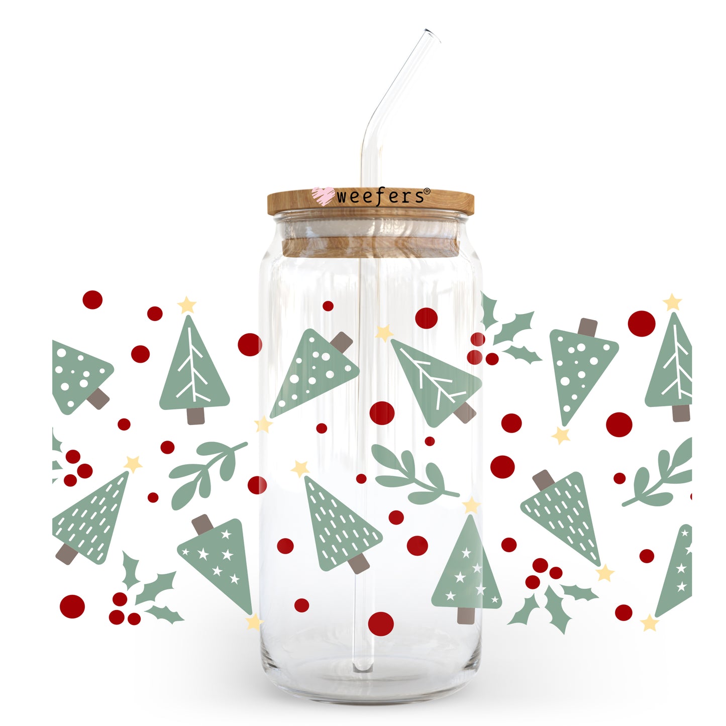 Christmas Trees 20oz Libbey Glass Can, 34oz Hip Sip, 40oz Tumbler UV DTF or Sublimation Decal Transfer - Weefers