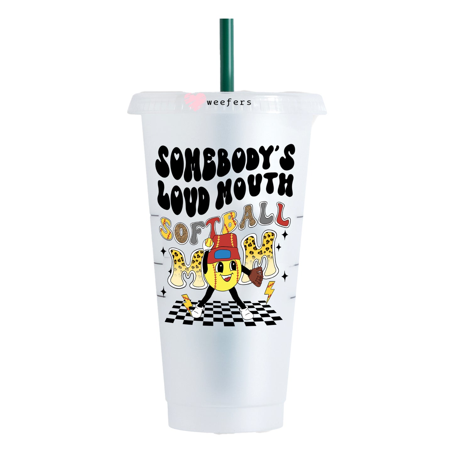 Somebody's Loud Mouth Softball Mom 24oz UV DTF Cold Cup Wrap - Ready to apply Decal - Weefers