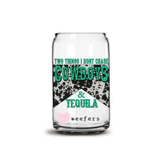 Load image into Gallery viewer, Two Things I Don&#39;t Chase Cowboys and Tequila Libbey Glass Can Wrap UV-DTF Sublimation Transfers
